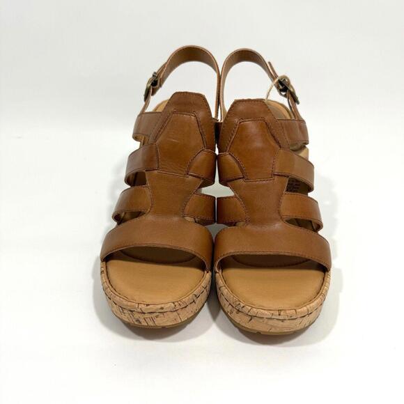 Born Women’s Size 11 Tan Brown Leather Bernese Cage Wedge Heel Sandal New - Picture 4 of 9